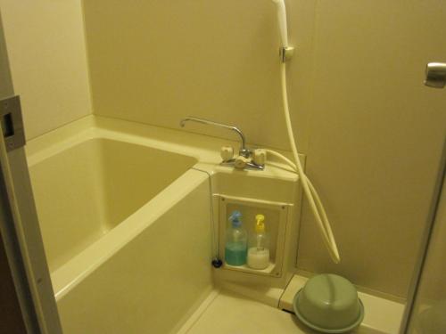 a small bathroom with a shower stall with a toilet at Hotel Viva Nikko in Nikko