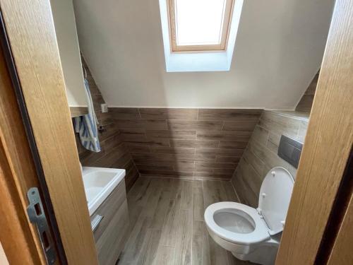 a small bathroom with a toilet and a sink at Divcibarski cardak in Divčibare