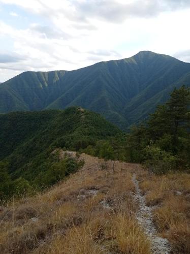 a view of a hill with mountains in the background at AL CORNIOLO in Zerba