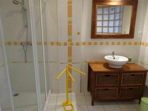 a bathroom with a sink and a shower at Gîte Senaide, 3 pièces, 5 personnes - FR-1-589-212 