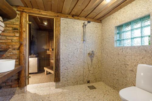 Koupelna v ubytování Lapite