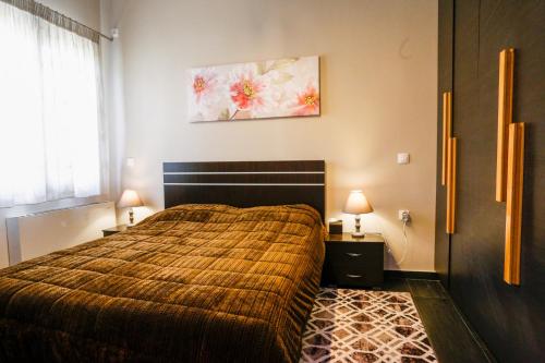 Ένα ή περισσότερα κρεβάτια σε δωμάτιο στο Efis guest house near Nafpaktos-Fully Equipped Home