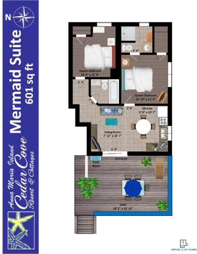 a floor plan of a villa with at Cedar Cove Resort & Cottages in Holmes Beach
