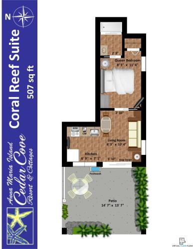 a floor plan of the villa margaritas at Cedar Cove Resort & Cottages in Holmes Beach