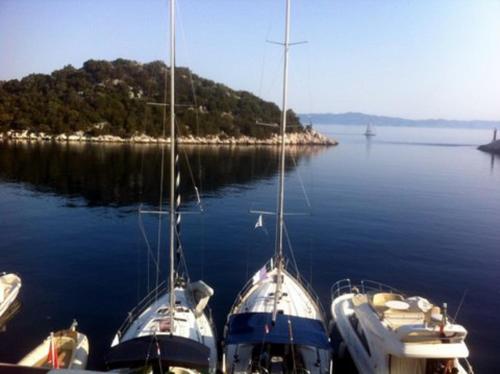 a group of boats docked in a body of water at Guesthouse Santor in Lastovo