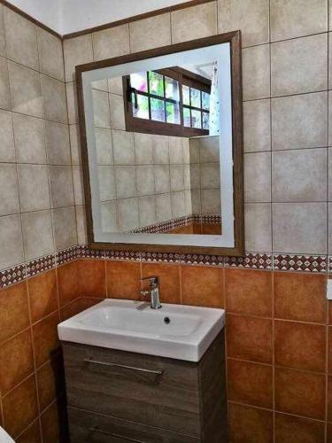 a bathroom with a sink and a mirror at FINCA LOS TAMARILLOS in Santa Cruz de Tenerife