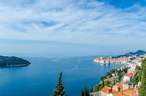 a view of a town on the shore of a body of water at Apartment Vedrana in Dubrovnik