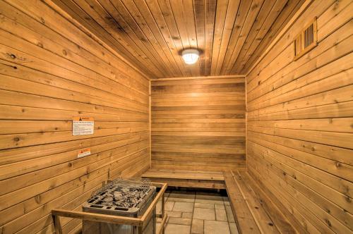 a wooden sauna with a bench in the middle at The Bunk House - Ski-InandSki-Out at Giant Steps! in Brian Head