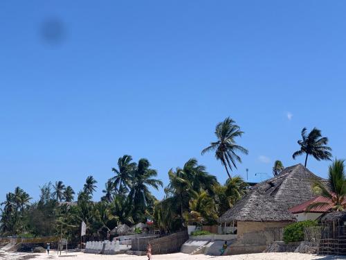 a resort on the beach with palm trees in the background at Mudi House in Jambiani