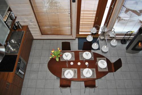 an overhead view of a table in a kitchen at Kiurunrinne Villas in Imatra