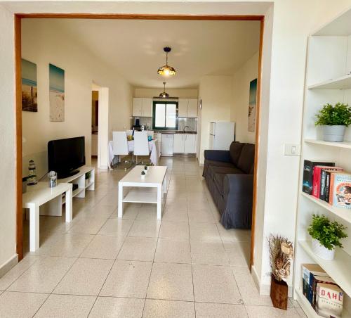 Televízia a/alebo spoločenská miestnosť v ubytovaní Two-bedroom apartment with two large terraces