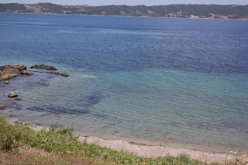 a large body of water with a beach at Hotel Ismini in Ammouliani
