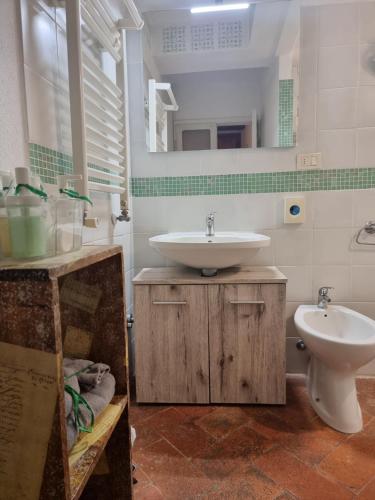 a bathroom with a sink and a toilet at Il Giglio B&B in Pienza
