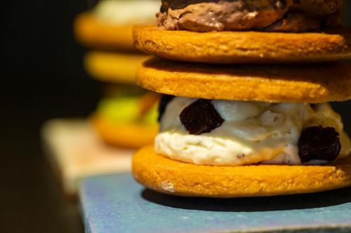 a stack of food sitting on top of a table at BUNSHODO HOTEL in Fukuoka