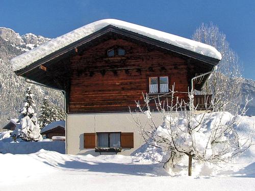 a log cabin with snow on top of it at Apartment Peter by Interhome in Waidring