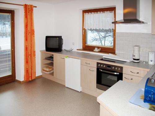 kuchnia ze zlewem i kuchenką piekarnik w obiekcie Apartment Barbara - ZAZ614 by Interhome w mieście Aschau