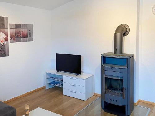 salon z kominkiem i telewizorem w obiekcie Apartment Margret - LFD125 by Interhome w Langenfeld