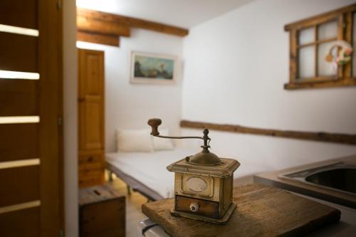Kuchyň nebo kuchyňský kout v ubytování Pajta Apartman