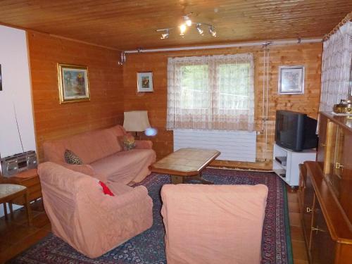 ein Wohnzimmer mit einem Sofa und einem TV in der Unterkunft Apartment Verena by Interhome in Bedretto