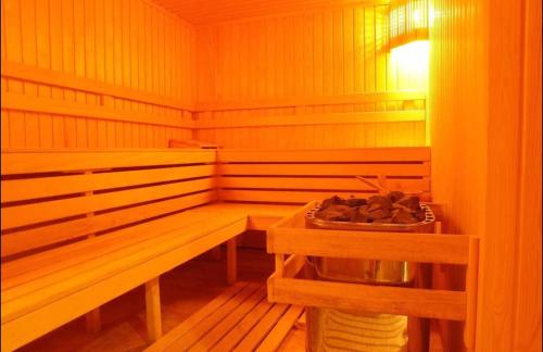 a empty sauna with a bowl of food in it at BANSKO WINSLOW INFINITY - Studio in Bansko