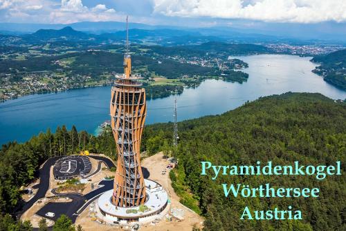 an image of a tower in the middle of a lake at APARTMENT WALD - im Skigebiet Gerlitzen & Ossiacher See in Bodensdorf
