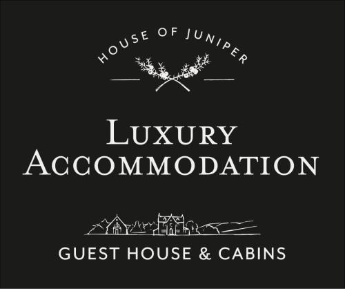 a logo for a guest house and cabins at House of Juniper in Broadford