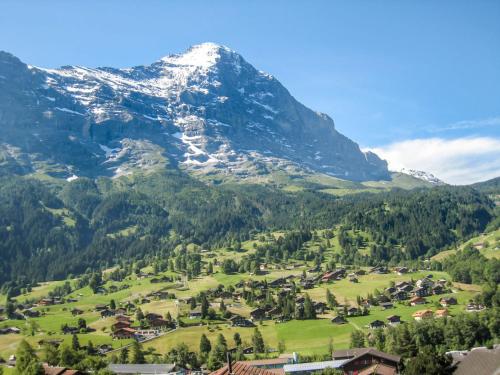 a village in front of a mountain at Apartment Chalet Cortina by Interhome in Grindelwald