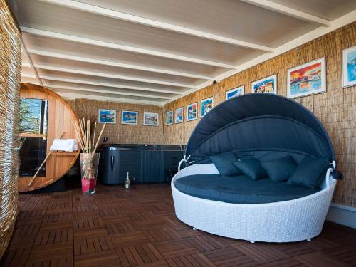 a room with a bed in the middle of a room at Holiday Home Camping Kastanija-1 by Interhome in Novigrad Istria