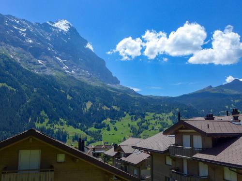 uitzicht op een vallei met bergen op de achtergrond bij Apartment Chalet Albi by Interhome in Grindelwald