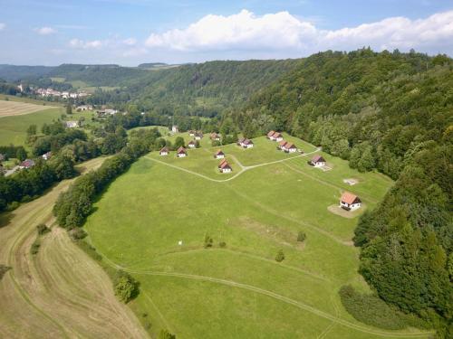 an aerial view of a large green field with houses at Holiday Home Stárkov by Interhome in Stárkov