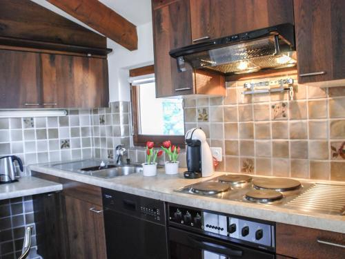 Apartment Busbai by Interhome في رونكو سوبرا أسكونا: مطبخ مع موقد ومغسلة