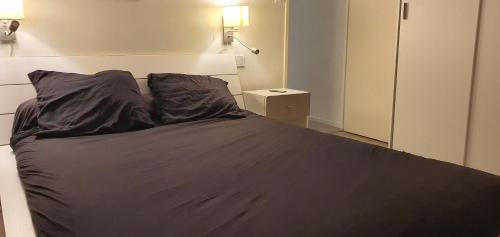 1 dormitorio con 1 cama y 1 lámpara en una mesa en Magnifique appartement de 56m² avec balcon, en Pau
