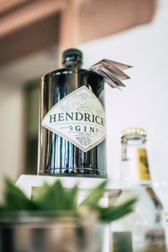 a bottle of harpenden offspring sitting on a table at Boutiquehotel Kloster Pfalzel in Trier
