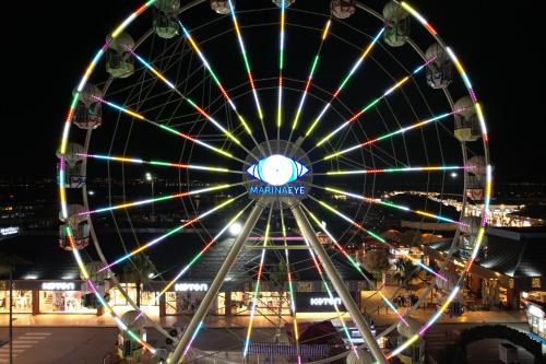 ein Riesenrad auf einem Karneval in der Nacht in der Unterkunft Crowne Plaza - Istanbul Tuzla Viaport Marina, an IHG Hotel in Istanbul