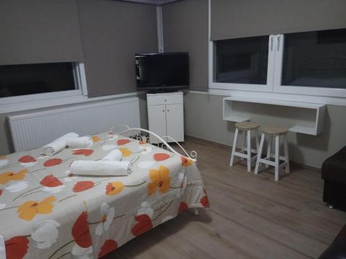 Televízia a/alebo spoločenská miestnosť v ubytovaní Studiο_loft