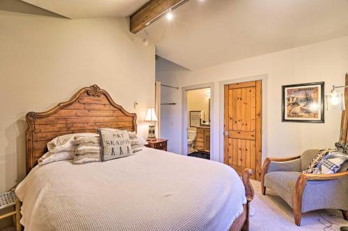 a bedroom with a large bed and a chair at Ketchum Couples Retreat 1 Mi to Sun Valley! in Ketchum