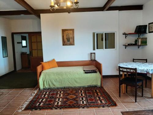 1 dormitorio con 1 cama y 1 mesa en una habitación en Casa rural en finca ecológica, en La Orotava