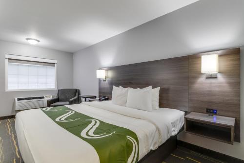 a hotel room with a large bed and a chair at Quality Inn Kodak Sevierville in Kodak