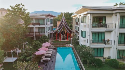 an aerial view of a resort with a swimming pool at Maraya Hotel & Resort in Chiang Mai