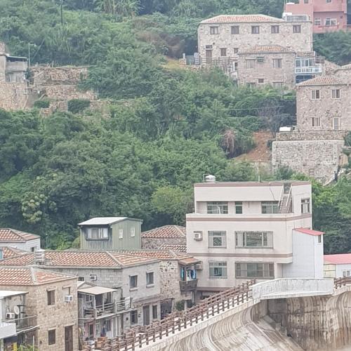 a group of buildings on a hill with trees at mei hao min su in Nangan
