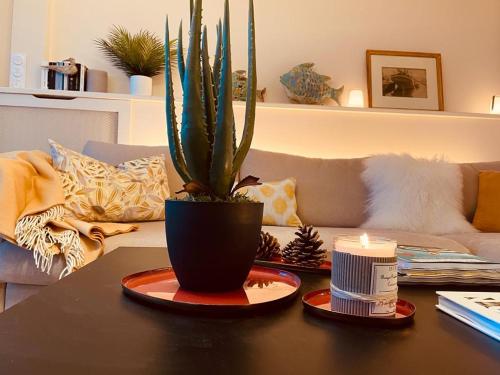 Χώρος καθιστικού στο Appartement de standing vue mer 63 m2