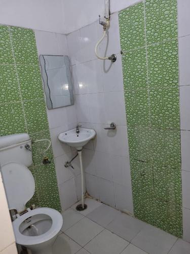 a bathroom with a toilet and a sink and a shower at Asha Guest House in Amritsar