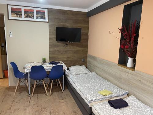 Una televisión o centro de entretenimiento en Eldom-Noclegi Pracownicze Daleka 12