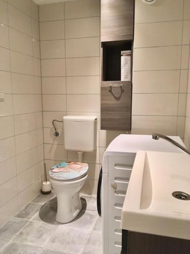 a bathroom with a toilet and a sink at Kustverhuur, Park Schoneveld, Strandparel 357 in Breskens