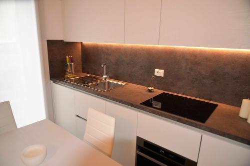 a kitchen with a sink and a counter at Al Leone di San Marco LUXURY & RELAX in Noale