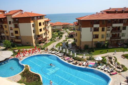 an overhead view of a swimming pool at a resort at Garden of Eden Complex in Sveti Vlas