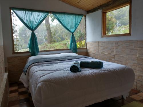 Кровать или кровати в номере Chalés Horizonte Vertical