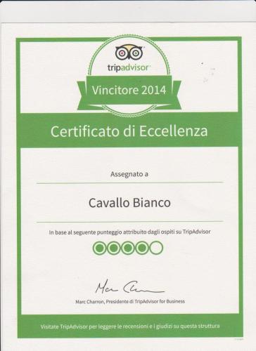 Certifikát, hodnocení, plakát nebo jiný dokument vystavený v ubytování Cavallo Bianco