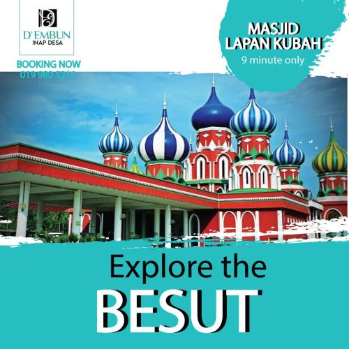 a book cover of explore the resort with a picture of a building at D'EMBUN INAP DESA BESUT in Kampung Raja