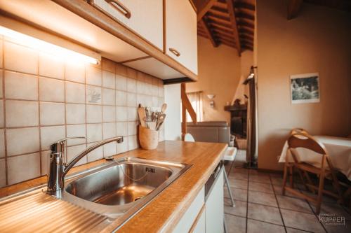 a kitchen with a sink and a counter top at La Trientale 10 pers -Malmedy in Xhoffraix